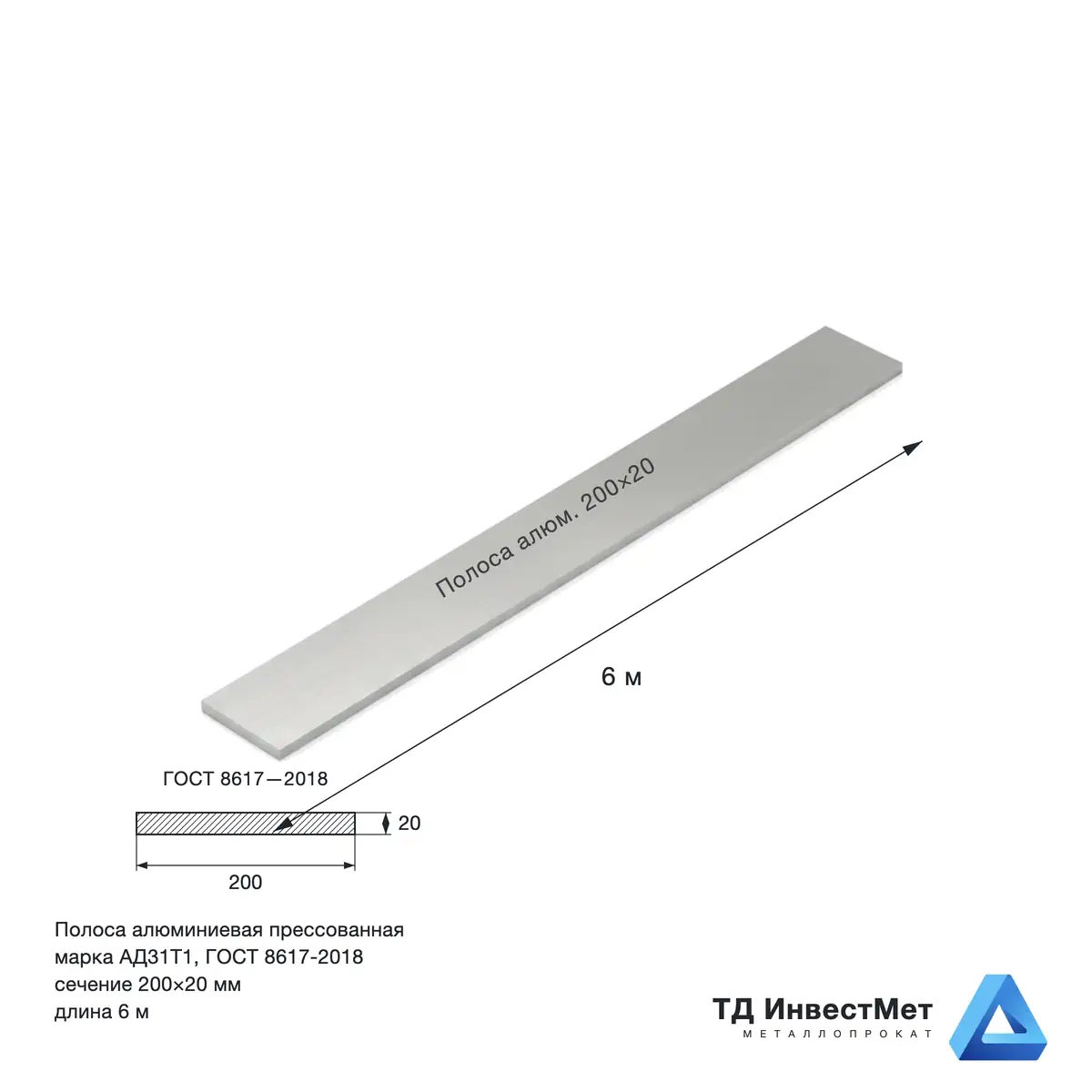 Полоса алюминиевая 200×20