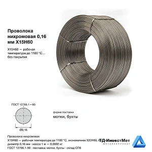 Проволока нихромовая 0.16мм Х15Н60