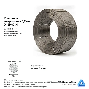 Проволока нихромовая 0.2мм Х15Н60-Н